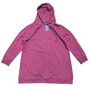 City Chic CCX Dark Cherry Hoodie Tunic Top Embossed Logo Long Sleeve Plus 18 2X